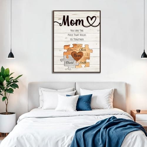 Personalized Mothers Day Idea Gifts for Mom from Daughter Son Kids Husband Custom Puzzles Sign Canvas Prints with Names for Mom Nana Grandma Customized Mother's Day Birthday Wall Art Decoration Gift — view 4