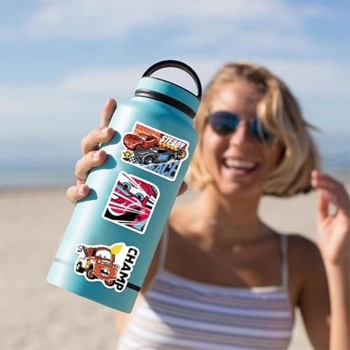 100PCS Cartoon Movie Cars Stickers for Kids,Vinyl Waterproof Princess Decal for Water Bottle Laptop Toy Sticker for DIY Decorate Bumper Phone Hard Hat Kids Teens Gifts (CAR) — view 3