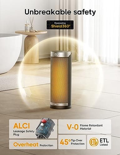Dreo Space Heater for Bathroom and Indoor, 70°Oscillating, 5 Modes, Remote for Home Bedroom, 12H Timer, with ALCI Safety Plug — view 4