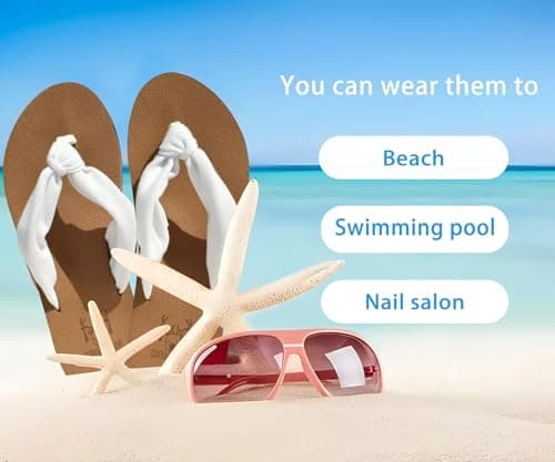 KuaiLu Flip Flops Women Arch Support Yoga Mat Comfortable Summer Beach Walking Thong Cushion Sandals Slip on Outfits Travel Essentials Orthotic Slides Indoor Outdoor Slippers Shoes White Khaki Size 8 — view 7