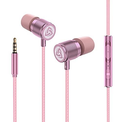 LUDOS Ultra Wired Earbuds in-Ear Headphones, 5 Years Warranty, Earphones with Microphone, Noise Isolating Ear Buds, Memory Foam for iPhone, Samsung, School Students, Kids, Women, Small Ears - Pink — view 6