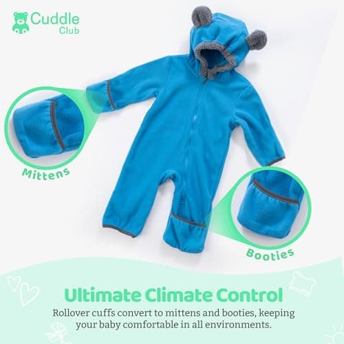 Fleece Baby Bunting Bodysuit – Infant One Piece Kids Hooded Romper Outerwear Toddler Jacket — view 2