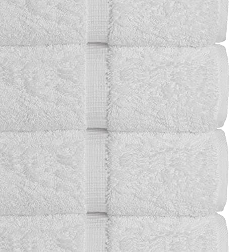 Chakir Turkish Linens 4 Piece Bath Towel Set, 100% Cotton Luxury Turkish Towels for Bathroom, Soft Absorbent Bath Towels, 27 x 54 Inches, White — view 3