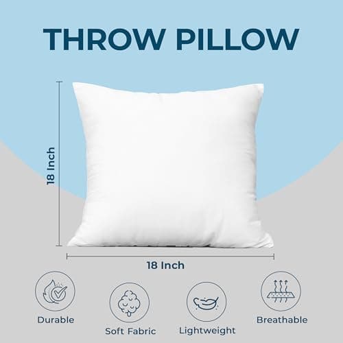 Utopia Bedding Throw Pillows (Set of 4, White) – 18 x 18 Inches Down Alternative Pillows for Bed, Sofa, and Couch - Fluffy Decorative Stuffer Pillow for Indoors & Outdoors — view 3