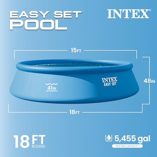 INTEX Easy Set 18 ft x 48in Above Ground Pool Set, Round Inflatable Swimming Pool with 1500 GPH Cartridge Filter Pump, Ladder, Cover, & Ground Cloth — view 2