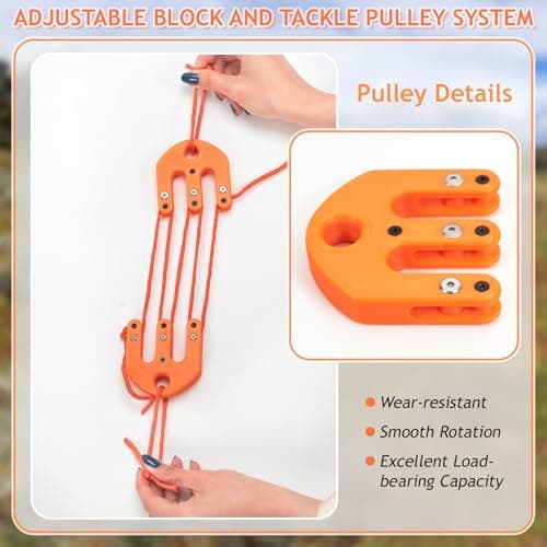 Game and Gear Hoist Pulley System, Ultralight Block and Tackle Pulley System, Portable Block and Tackle Gear Hoist for Backcountry Hunting Camping — view 2