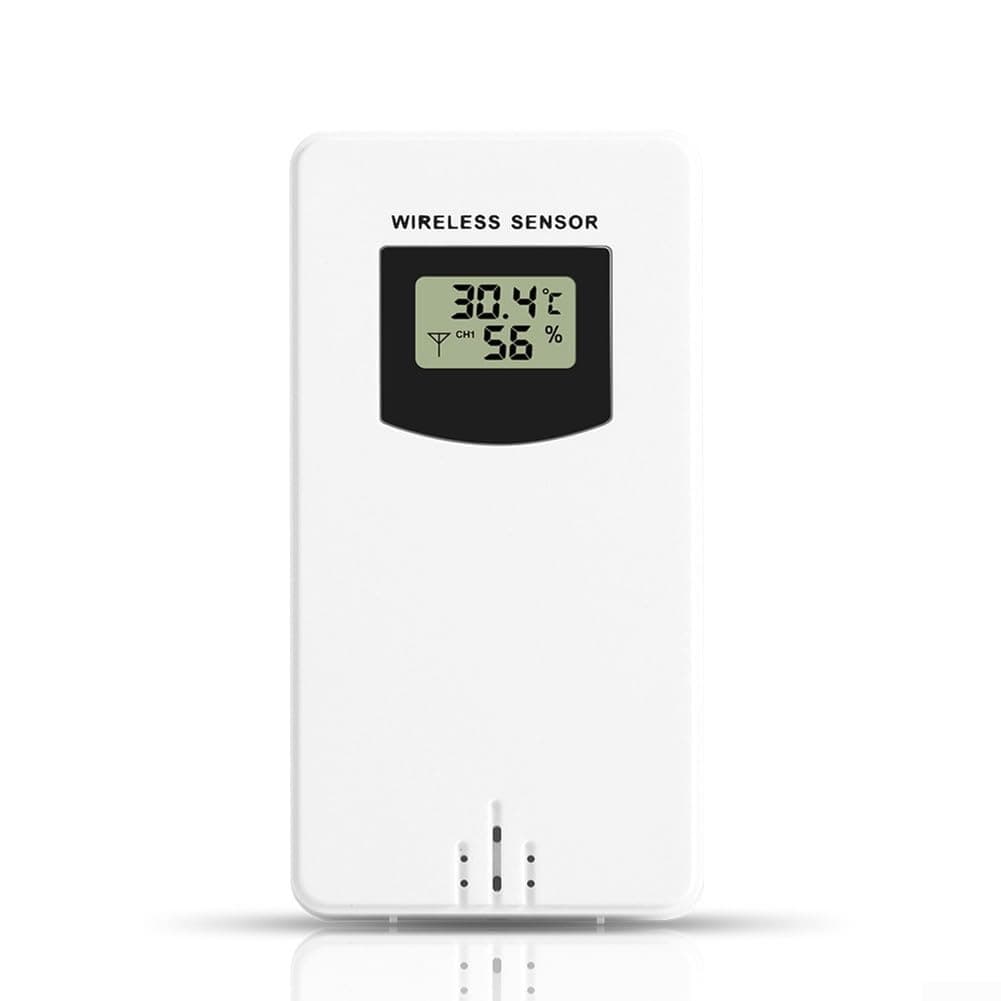 Sensor inalámbrico de repuesto para termo higrómetro para exteriores, estación meteorológica, sonda de temperatura remota de 433 MHz con soporte de pared (blanco) — view 3
