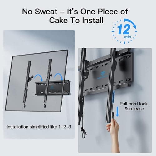 PERLESMITH Tilting TV Wall Mount for 23-60 Inch Flat Curved TVs, Low Profile Tilt TV Mount up to 115 lbs, Wall Mount Bracket Fits 8″/16” Wood Studs, Max VESA 400x400mm, PSMTK1 — view 3