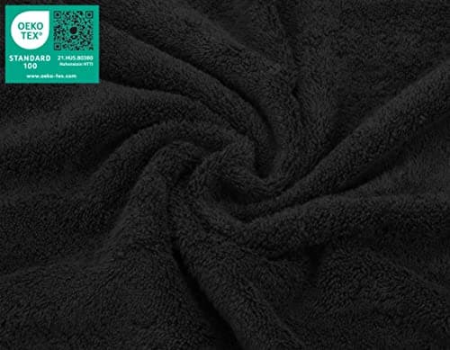 American Soft Linen Washcloths for Bathroom, 100% Turkish Cotton Washcloth Set of 4, 13x13 in Soft Washcloths for Body and Face, Wash Rags for Kitchen, Baby Washcloths, Black Washcloths — view 2