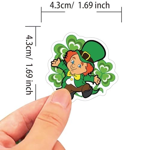 300 Pack St Patricks Day Stickers, Leprechaun Trap Supplies Irish Shamrock Clover Decals for Classroom Prizes, Envelopes, Scrapbooking, Party Favors - Cute Paddy‘s Day