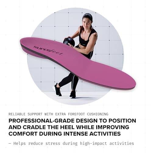 Superfeet All-Purpose Women's High Impact Support Insoles (Berry) for Active Lifestyle with High Arch Support - Size 6.5-8 Women — view 4