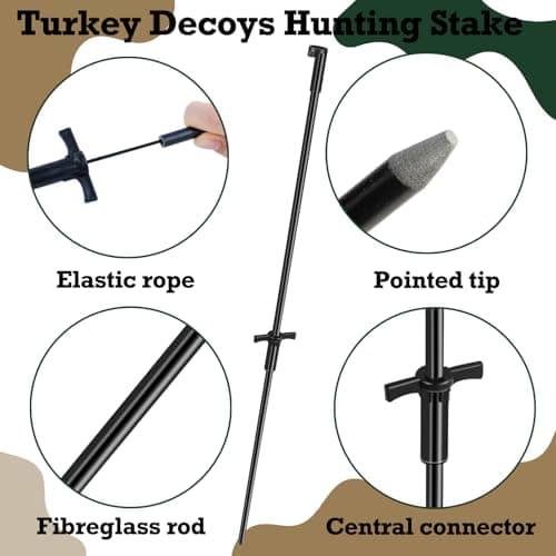 SHILIU 4pcs Turkey Decoy Hunting Stakes, Lightweight Collapsible Turkey Decoys Replacement Stake Fiberglass Portable Decoy Poles for Outdoor LCD Turkey Decoys Hunting Accessories — view 2