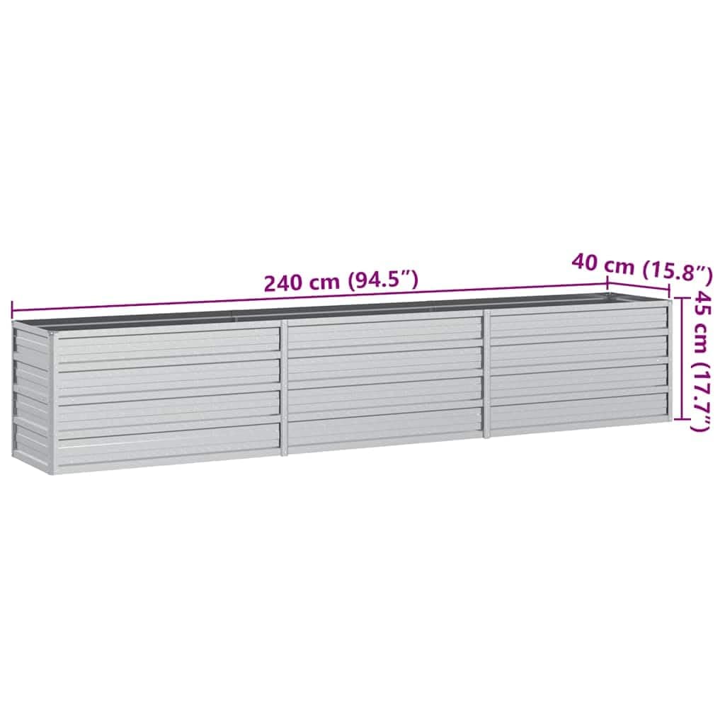 vidaXL Arriate Jardinera Macetero Cesta Pared Alambre Maceta Flores Plantas Jardín Patio Terraza Estable de Acero Galvanizado Plateado 240x40x45 cm — view 3