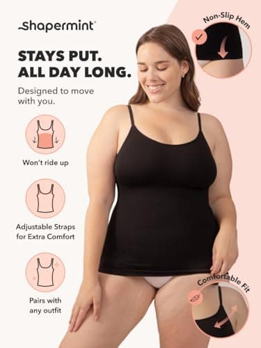 SHAPERMINT High Compression Womens Tops - Scoop Neck Cami - Tank Top for Women, Camisole for Women