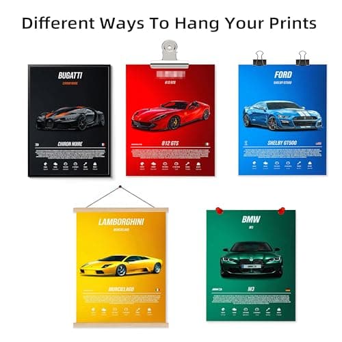 HTTART Car Posters Wall Art Set of 6, Colorful Supercar Canvas Wall Decor Paintings, Vintage Race Car Aesthetic Prints Pictures for Boys Room Men Room Bedroom Dorm 8x10Inch Unframed — view 3