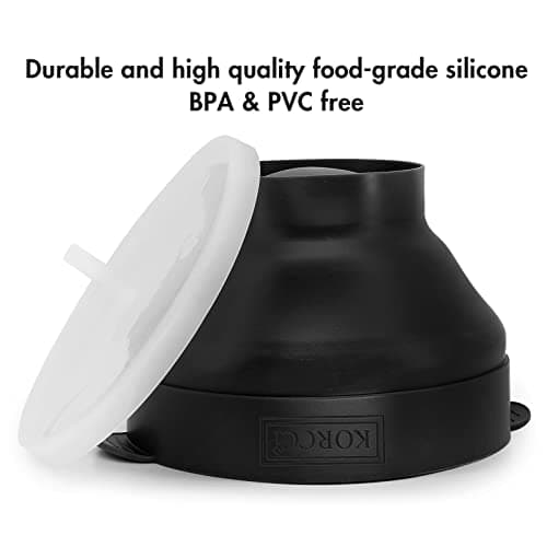 The Original Korcci Microwaveable Silicone Popcorn Popper, BPA Free Microwave Popcorn Popper, Collapsible Microwave Popcorn Maker Bowl, Dishwasher Safe - Black — view 5