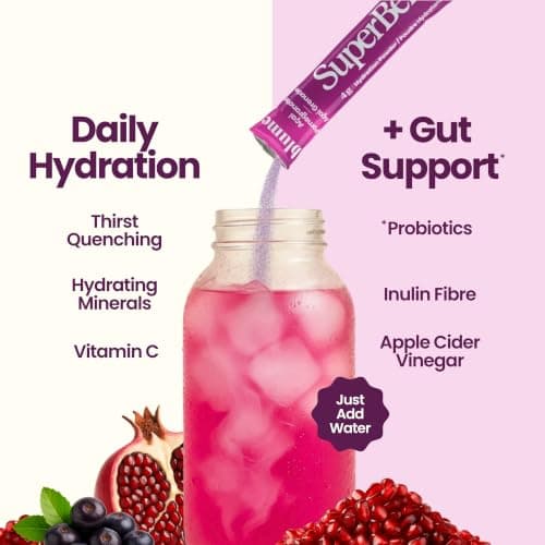 Blume SuperBelly Gut Health + Hydration, Daily Sugar Free Probiotics, Inulin Fiber, and Hydrating Minerals Powder Packets for Digestion Support - Açai Pomegranate, 15 Sticks — view 2