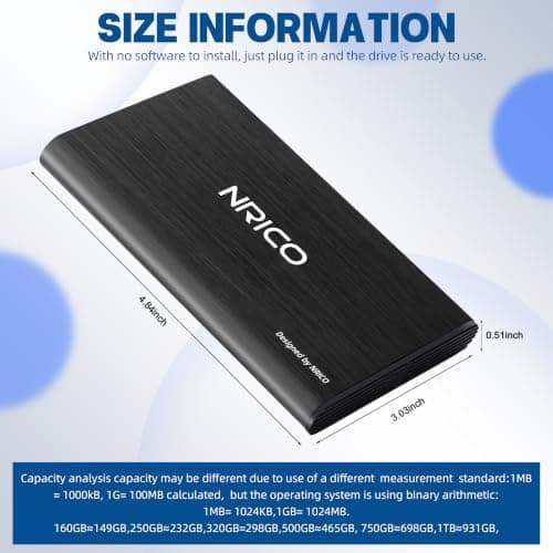 NRICO Ultra Slim 320GB Portable External Hard Drive USB3.0 HDD Storage Compatible for PC, Desktop, Laptop,Mac,PS4, Xbox one (Black, 320, GB) — view 2