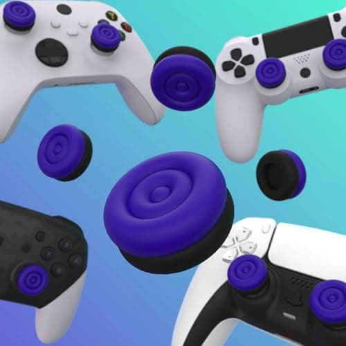 PlayVital Thumbs Cushion Caps Thumb Grips for ps5, for ps4, Thumbstick Grip Cover for Xbox Series X/S, Thumb Grip Cap for Xbox One, Elite Series 2, for Switch Pro Controller - Galactic Purple & Black — view 4