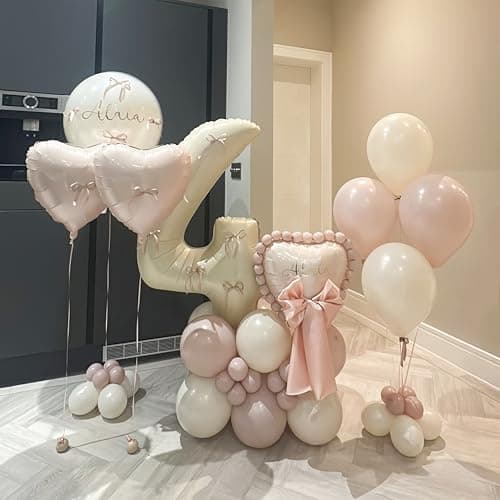 40 Inch Beige Number 1 Balloon for 1st Birthday Decoration, Large Self Inflating Cream Foil Number Balloons 0-9 for Boys Girls, White Sand 1 Helium Balloons for Women Men Party Anniversary Supplies — view 7