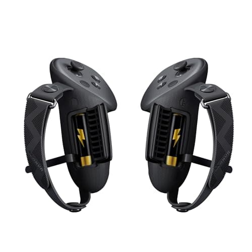 AMVR Upgraded Controller Grips Cover Compatible with Meta/Oculus Quest 3S/ 3 Accessories, with Battery Opening Cover and Knuckle Straps Protector(Not for Charging Dock) (Common Size)