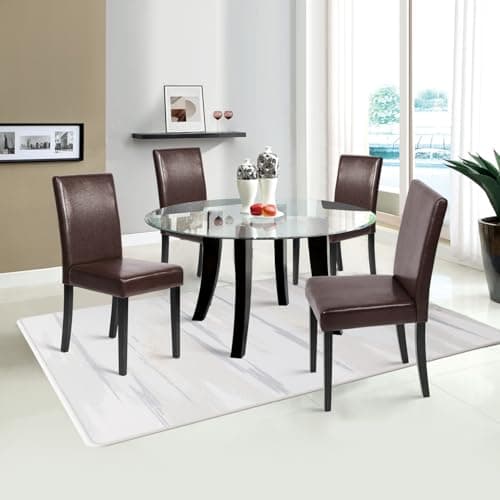 FDW Dining Chairs Dining Room Chairs Parsons Set of 4 Dining Side Chairs for Home Kitchen Living Room (Brown)