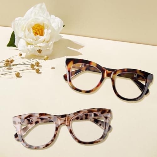 Areyeth Oversized Retro Reading Glasses for Women, Oprah Style Large Blue Light Blocking Readers, Yellow Tortoise+gray Tortoise, 50-21-145 — view 5