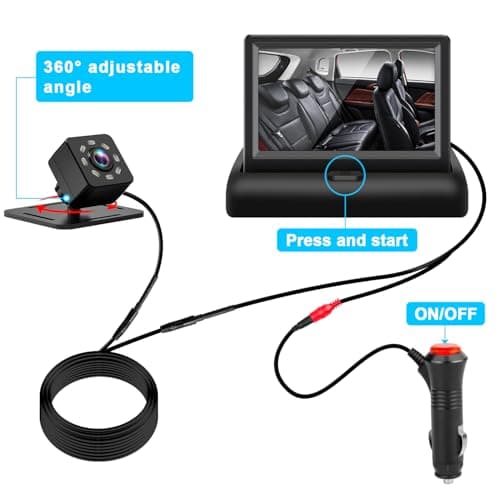 Baby Car Mirror with 4.3'' HD Night Vision Function Display, Safety Car Seat Camera with Wide Crystal Clear View, Easily Observe The Baby’s Move(Not USB) — view 2
