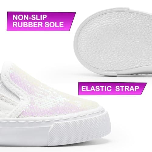 Harvest Land Toddler Slip-On Canvas Sneakers for Girls and Boys, Casual Kids Shoes - Lightweight, Breathable Glitter/White Size US12 — view 2