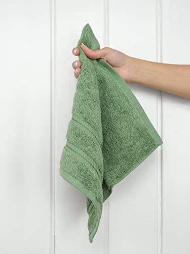 American Soft Linen Washcloths for Bathroom, 100% Turkish Cotton Washcloth Set of 4, 13x13 in Soft Washcloths for Body and Face, Wash Rags for Kitchen, Baby Washcloths, Sage Green Washcloths