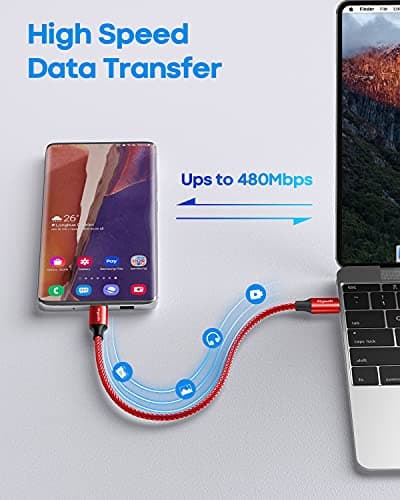 etguuds USB C to USB C Cable 1ft, 2-Pack 60W USBC to USBC Cord, Type C to C Charger Cable Fast Charging for iPhone 17 16 15 Pro Max Plus Air, Samsung Galaxy S25 S24 S23, for MacBook/iPad, Pixel — view 3