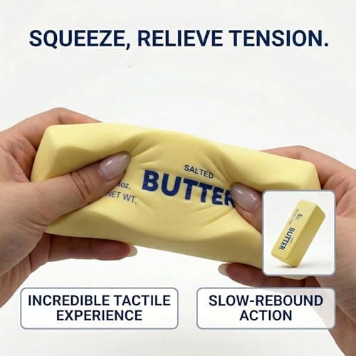 Slow Rising Butter Squishy, Realistic Butter Stick Stress Relief Ball for Adults and Teens, Cute Sensory Fidget Gadget, Soft Anxiety Relief with Wet Rebound, Squeeze Squishy Stress Reliever (Yellow)