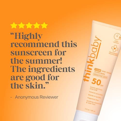 Thinkbaby Baby Sunscreen for Sensitive Skin, 3 Fl Oz, SPF 50 Clear Zinc Oxide Baby Mineral Sunscreen, Broad Spectrum UVA/UVB Protection, Natural, Water Resistant, Reef Safe, Vegan — view 5