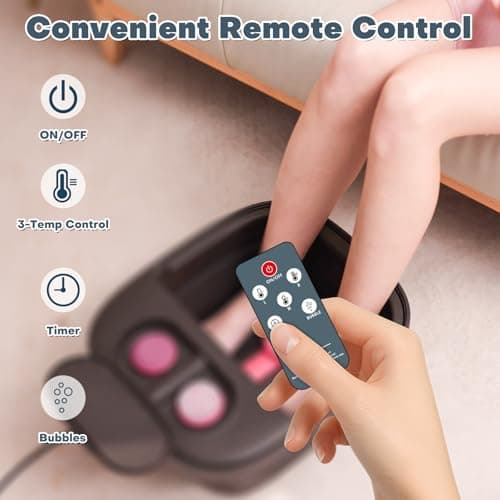 Aqvesane Collapsible Foot Bath with Remote Control, Foot Spa Bath Massager with Heat, Bubble, Temperature Control, 3 Pedicure Attachments, Foot Soaking Tub for Tired Feet — view 2