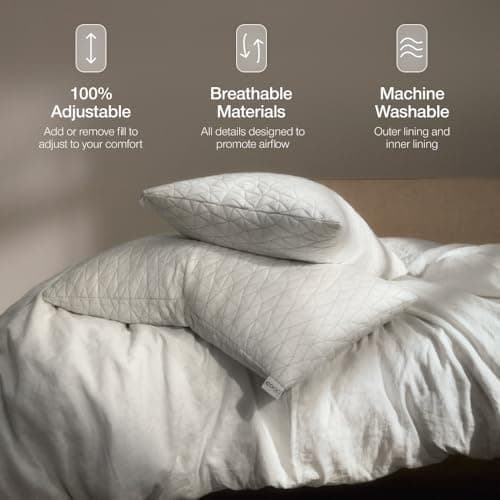 Coop Home Goods Original Adjustable Pillow, Queen Size Bed Pillows for Sleeping, Cross Cut Memory Foam Pillows - Medium Firm Back, Stomach and Side Sleeper Pillow, CertiPUR-US/GREENGUARD Gold — view 4