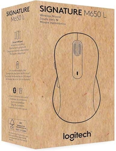 Logitech Signature M650 L Full Size Wireless Mouse - for Large Sized Hands, 2-Year Battery, Silent Clicks, Customizable Side Buttons, Bluetooth, for PC/Mac/Multi-Device/Chromebook - Black — view 11