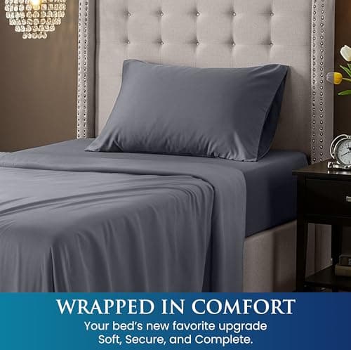 Utopia Bedding Twin XL Sheet Sets - Brushed Microfiber - Soft Bed Sheets for Twin XL Bed - Includes 1 Fitted, 1 Flat, & 1 Pillow Case - Deep Pocket (Grey) — view 3