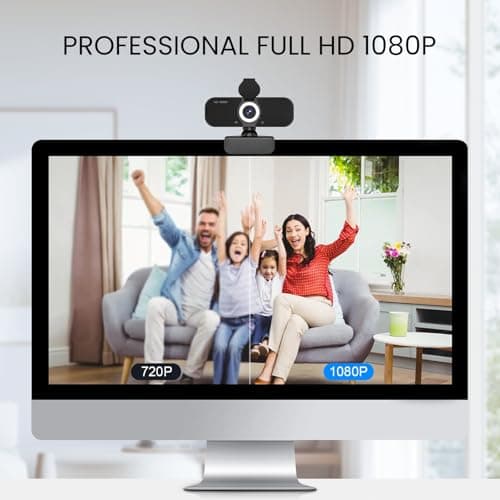 PASDFG 1080P Full Webcam with Microphone, Privacy & Safety Protection, USB HD Computer Web Camera, Plug and Play, for Laptop, Teams, Desktop, Conferencing and Video Calling, 2026 Version(Black)