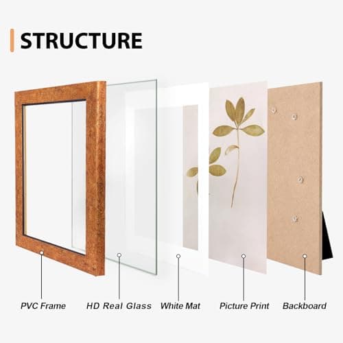Fixwal 4x6 Picture Frame Set of 5, Vintage Photo Frame, Rustic Retro Picture Frame with Tempered Glass, Decorative Art on Walls and Tabletop Placement — view 3