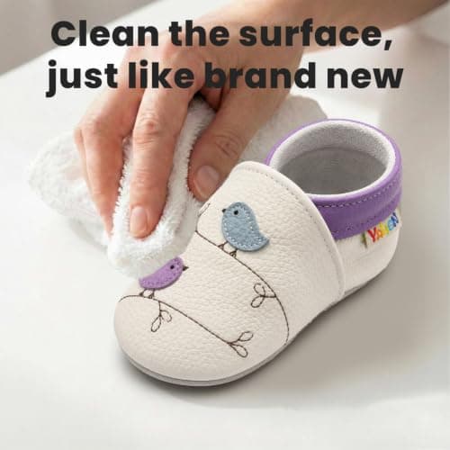 Yalion Soft Sole Leather Baby Shoes First Walking Slippers Cartoon Birds Toddler Infant Shoes(12-18 Months,White) — view 5
