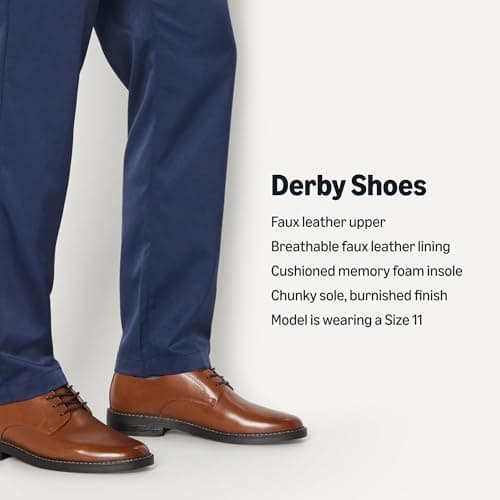 Amazon Essentials Men's Round Toe Derby Dress Shoes, Dark Tan, 11 — view 2