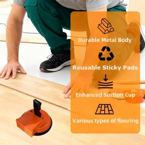Heavy Duty Floor Gap Fixer Tool - Iron Build with Strong Suction Cup for Laminate, Vinyl, Hardwood | Anti-Scratch Flooring Gap Repair Kit (Hammer not Included) — view 4