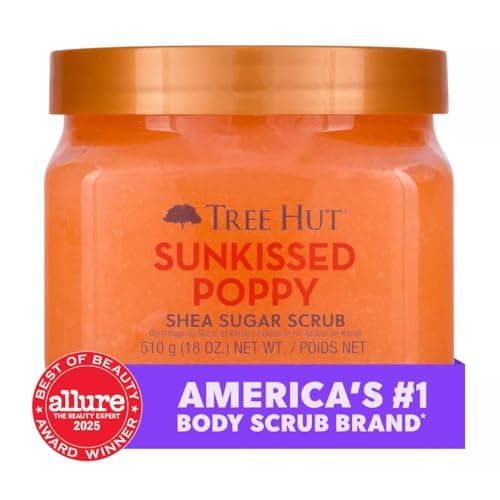 Tree Hut Sunkissed Poppy Shea Sugar Scrub, Exfoliating, Hydrating & Moisturizing Body Scrub with Shea Butter & Nourishing Essential Oils, Smooth & Soften Skin, 18 oz — view 2