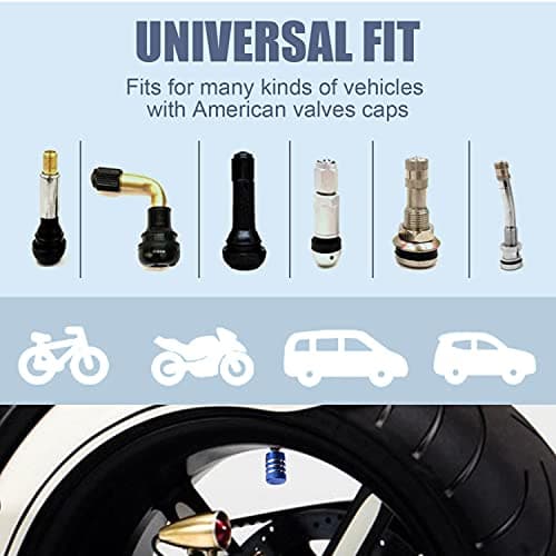 Tire Valve Stem Cap Cover - (5 Pack) Tire Air Caps Metal with Plastic Liner Corrosion Resistant Leak-Proof for Car Truck Motorcycle SUV and Bike Blue — view 4