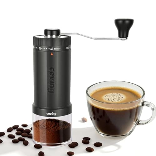 World's First 60g Large Capacity Manual Coffee Grinder, Portable Hand Coffee Bean Mill with 40 Adjustable Settings, Ceramic Conical Burr Grinder for Pour Over, Camping, Travel, Gift, etc (Space Gray)