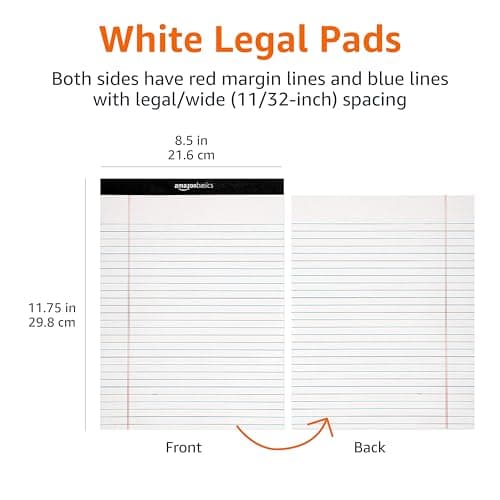 Amazon Basics Wide Ruled Lined Writing Note Pads, 8.5 inch x 11.75 inch, White, 12 Count (12 Pack of 50) — view 4