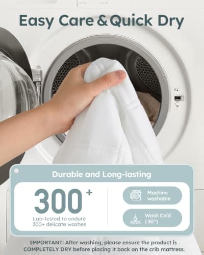 Yoofoss Waterproof Crib Mattress Protector 2 Pack, Quilted Crib Mattress Pad Cover Ultra Soft and Breathable, Machine Washable Toddler Mattress Protector for Standard Baby Crib Size 52''x28'' — view 5