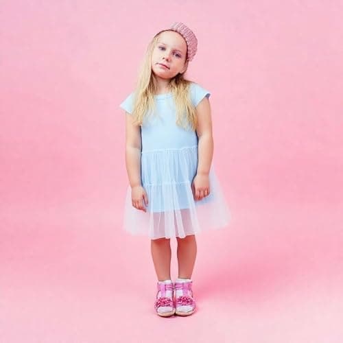 Winzik Girls Dress, Toddler Summer Short Sleeve Cotton Casual Blue Dresses Clothes 18M-7Y(5-6 Years, Solid Blue Mesh) — view 4