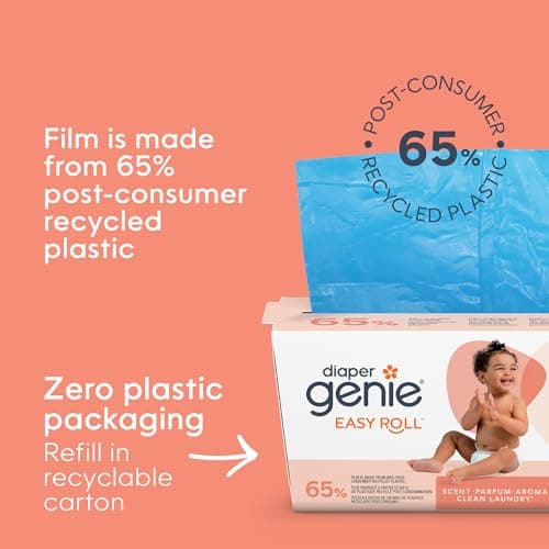 Diaper Genie Easy Roll Refill | 18 Clean Laundry Scent Bags | 65% PCR Film | Fits Platinum, Signature & Deluxe — view 3