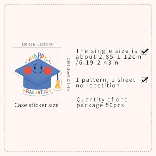 50PCS 2026 Graduation Stickers, Class of 2026 Stickers for Graduation Decorations Grad Cap Diploma Decals for Laptop, Skateboard, Phone Case, Luggage-Congrats Grad Decor for Teens, Adults, Boys, Girls — view 2